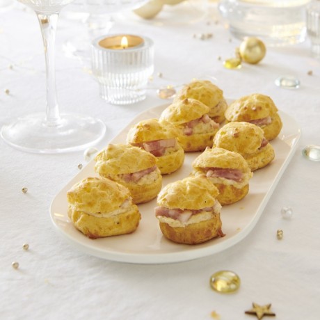 Mini choux salé façon tarte flambée