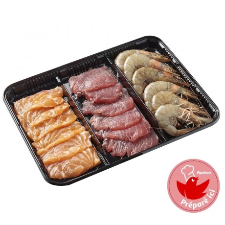- Plateau plancha de saumon, thon et crevettes
