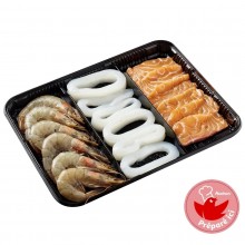 - Plateau plancha saumon, crevettes et anneaux d'encornet