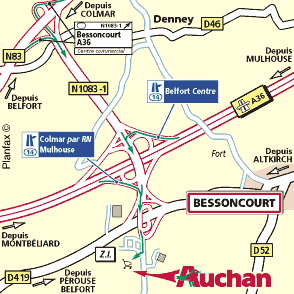 Plan d'accès BELFORT BESSONCOURT
